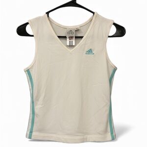 adidas Kids White and Light Blue Tank Top